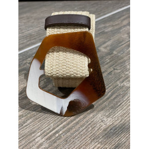 Cream Pentagon  Weave Belt  