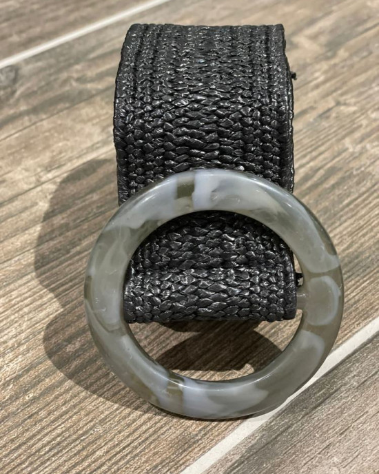 Charcoal Round Buckle Belt