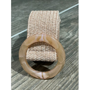Cream Round Buckle Belt 
