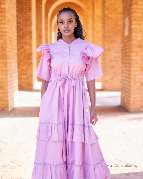 Pink Ruffle tier Dress