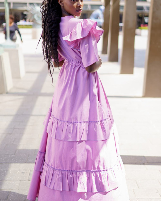Pink Ruffle tier Dress