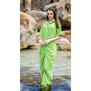Apple Green Front Pleat Dress