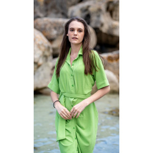 Apple Green Front Pleat Dress