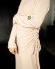 BEIGE SIDE DRAW STRING DRESS  LONG SLEEVE 