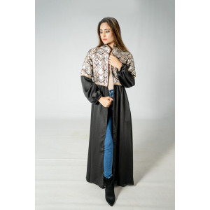 BLACK THROW WITH BROCADE 
