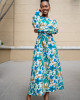 SIDE KNOT BLUE PRINTED DRESS