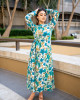 SIDE KNOT BLUE PRINTED DRESS