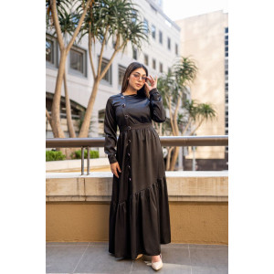 BLACK SATIN SIDE BUTTONED 