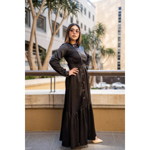 BLACK SATIN SIDE BUTTONED 