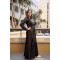 BLACK SATIN SIDE BUTTONED 