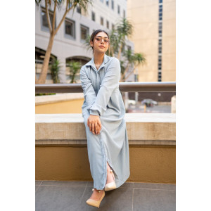 BLUE DRESS CRINKLE WITH FRONT PLEAT 