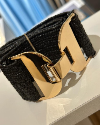 black belt with shiny gold buckle 